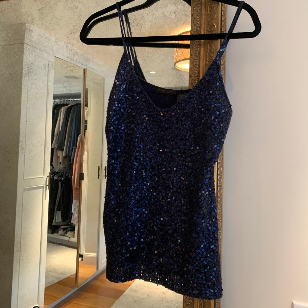 Donna Karan Navy Sequin Tank Top (M)